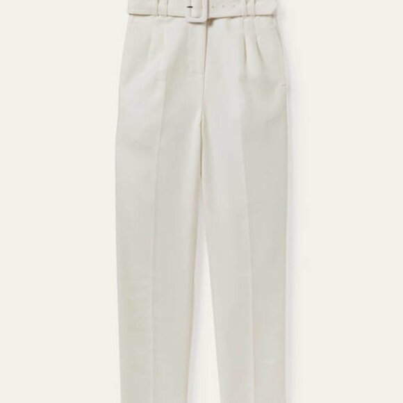 Boden | Carrie | High-Rise Belted Paperbag Ankle-Length Pants | Size 4R | Cream - Picture 5 of 10